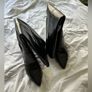 Princess Polly Mercury Boots Knee High Black Crocodile Heels Size 10
